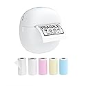 Sticker Printer, Mini Thermal Printer with 5 Rolls Paper ,Inkless Photo Maker for School Supplies & DIY Projects,Bluetooth Connection Portable Sticker