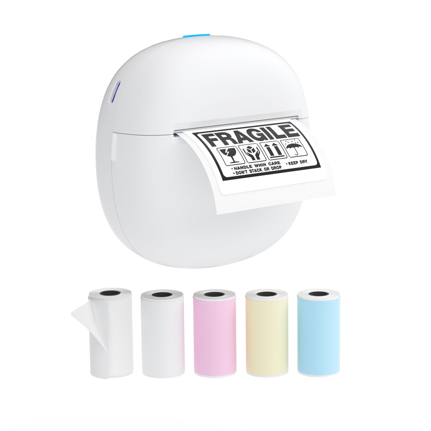 Sticker Printer, Mini Thermal Printer with 5 Rolls Paper ,Inkless Photo Maker for School Supplies & DIY Projects,Bluetooth Connection Portable Sticker
