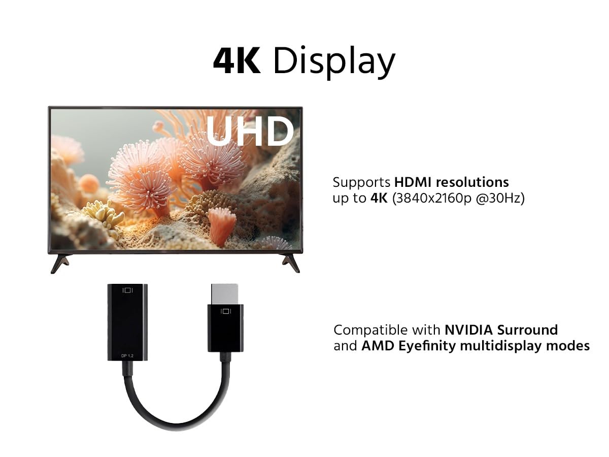 Monoprice DisplayPort 1.2a to 4K HDMI Active Adapter, Black
