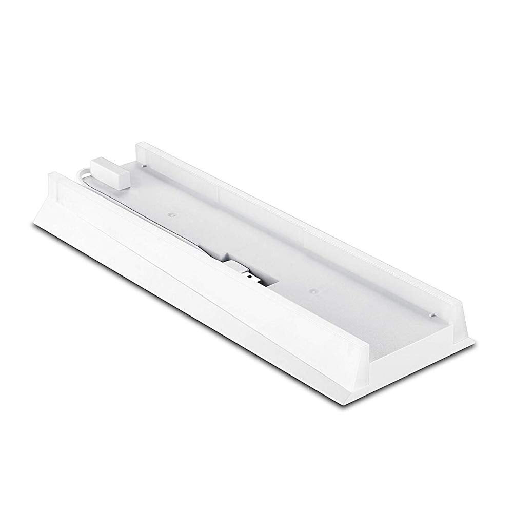 KlsyChry Vertical Stand for PS4 White, Blue Light Base Led Bracket Mount Holder Stand for PS4 PlayStation 4 Console with 3 USB Hub Ports -White