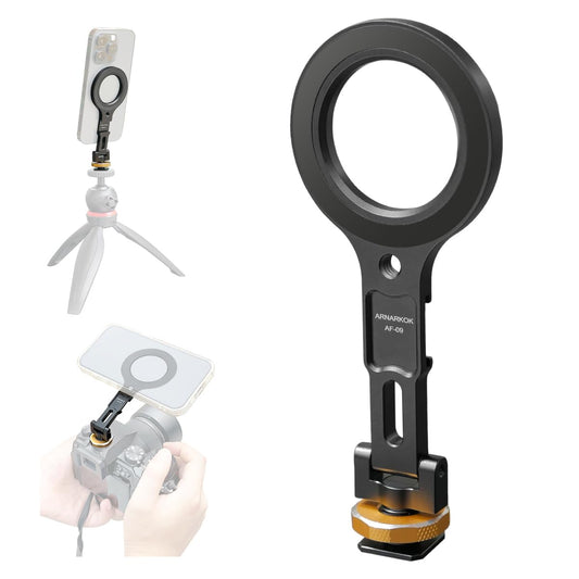 Magnetic Phone Tripod Mount,1/4" Thread Cold Shoe 360° Rotation Magnetic Ring Tripod Mount Adapter