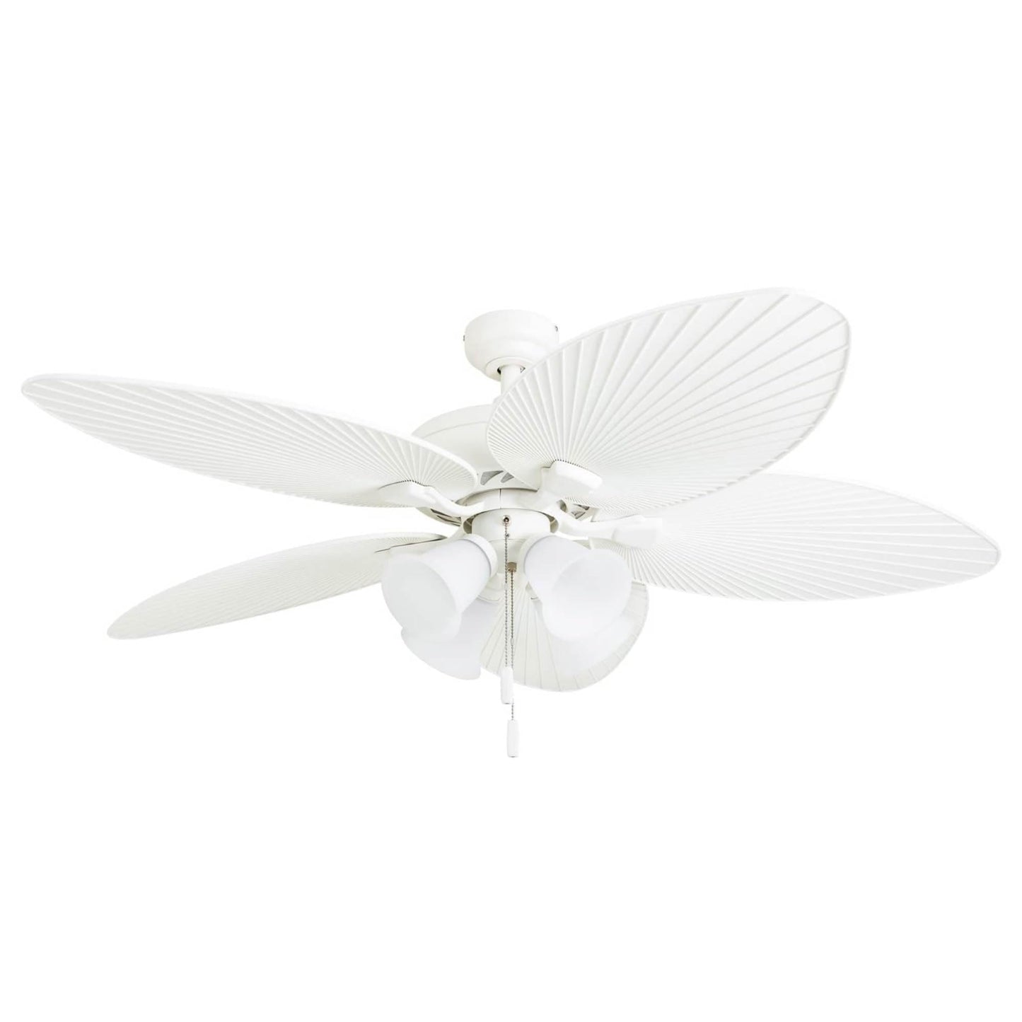 Prominence Home Ceiling Fans Palm Lake, 52 Inch Tropical Indoor Outdoor Ceiling Fan with Light, Pull Chain, Three Mounting Options, 5 Palm Leaf