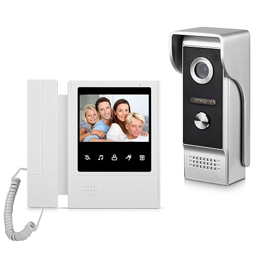AMOCAM Video Door Phone System, 4.3 Inches Touch Monitor Wired Video Intercom Doorbell Kits, IR Night Vision Camera Door Intercom, Doorphone Telephone