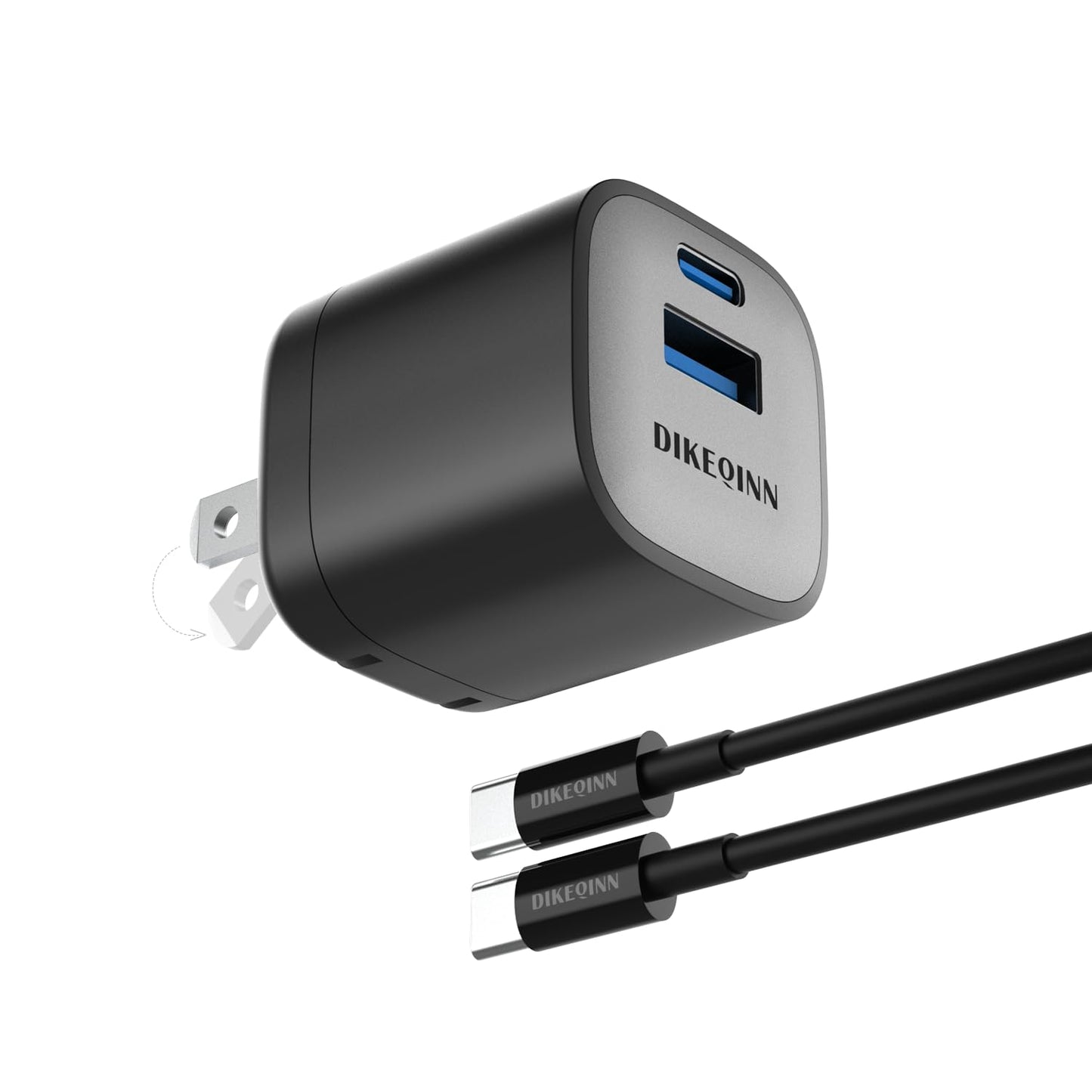 DIKEQINN GaN Charger, 45W Fast Charging, Compact and Foldable Plug USB?C Wall Charger, Compatible with iPhone 17 Series, MacBook, iPad, Samsung Galaxy