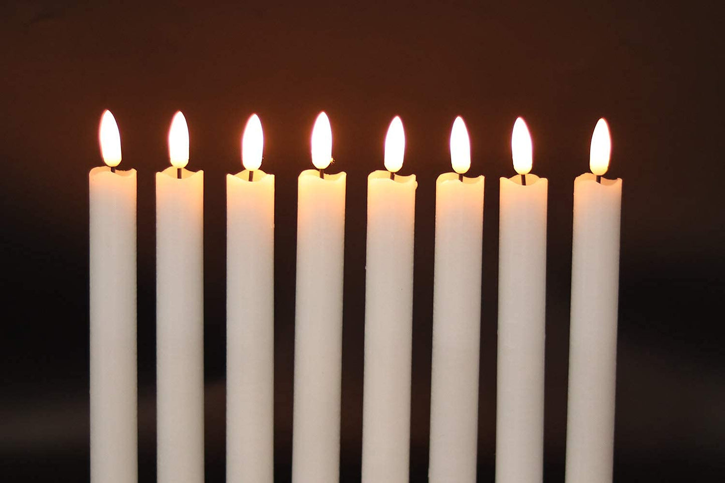 GenSwin Flameless White Taper Candles Flickering with 10-Key Remote, Battery Operated Led Warm 3D Wick Light Window Candles Real Wax Pack of 6