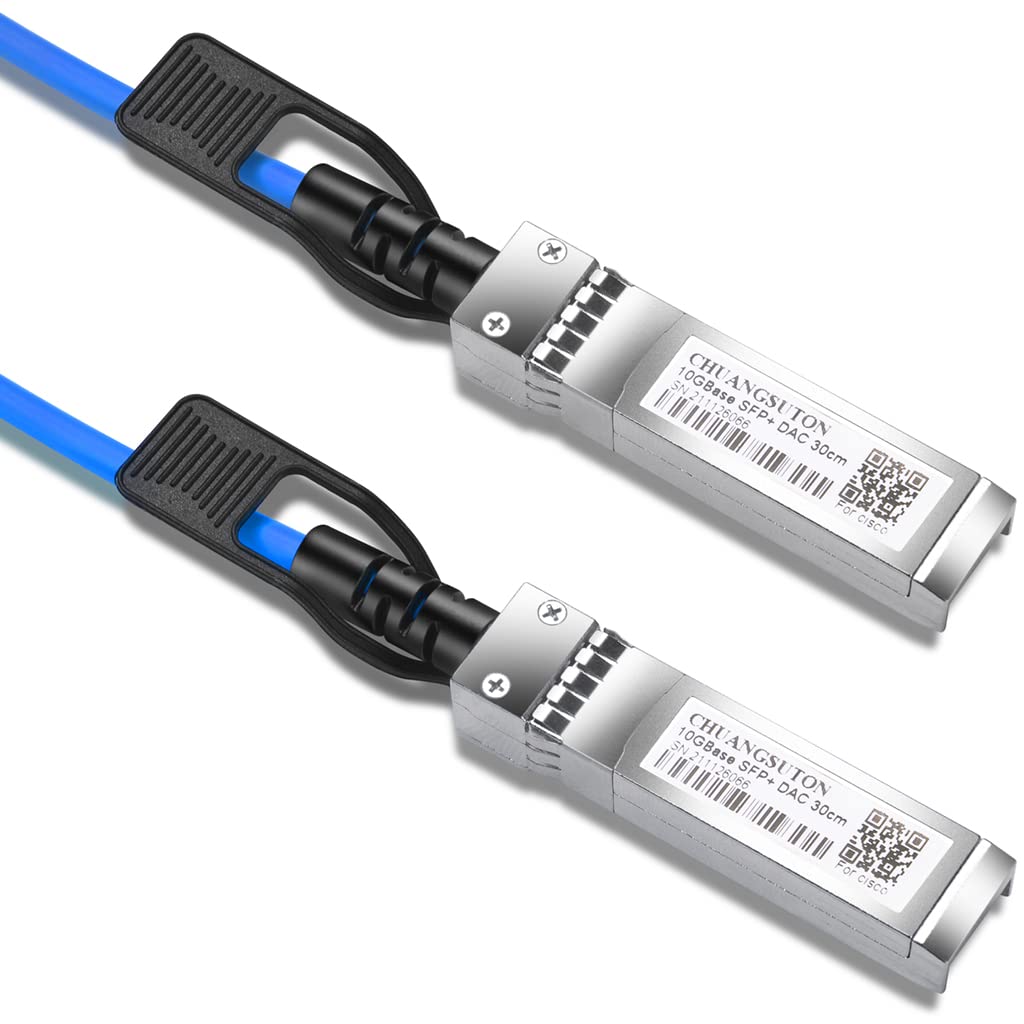 CHUANGSUTON Blue 10GbE SFP+ Passive Direct Attach Copper Cable for MikroTik 10GBase-CU Ethernet 10Gb/s SFP+ to SFP+ DAC Twinax Cable 2m(6.6ft)