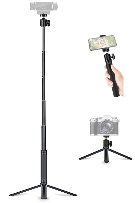 JCWINY 30" Tall Webcam Stand Tripod Extendable Desktop Tabletop Webcam Tripod Web camera Mount Aluminum Desk Tripods Stand for Logitech Brio Webcams