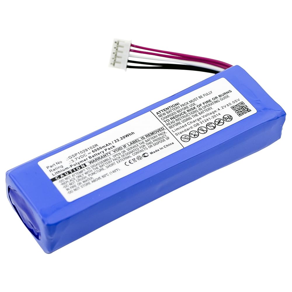 MPF Products 6000mAh GSP1029102R Battery Replacement Compatible with JBL Charge 3 (2015) and Select Charge 2+ Waterproof Bluetooth Speaker