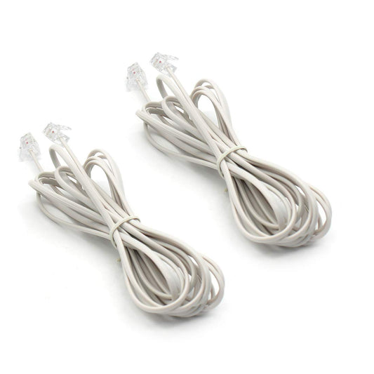 OLIREXD 2Pcs RJ11 Telephone Cable, 9.8 Feet Phone Line Cord, Male to Male 6P2C Phone Extension Straight Cable Wire, White Modular Landline Cable