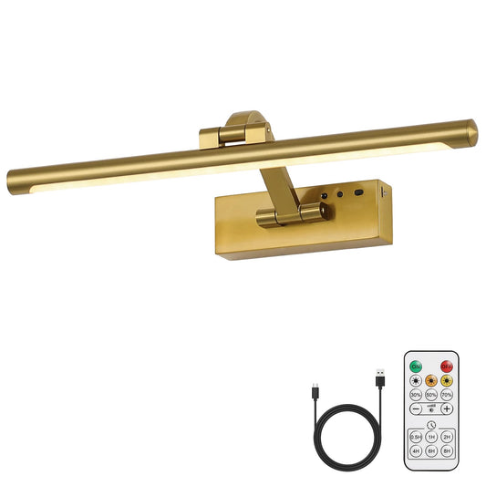 MKBNG Gold Battery Operated Wall Sconce with Remote - 3CCT Picture Lights for Wall, 270° Rotatable Lamp for Aura Frame Or Under Cabinet Lighting