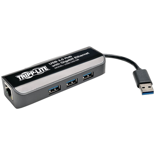 Tripp Lite USB to Gigabit Ethernet Adapter with 3-Port USB 3.0 Hub, Data Transfer up to 5 Gbps, Backward Compatible with USB 2.0 & USB 1.1 Devices