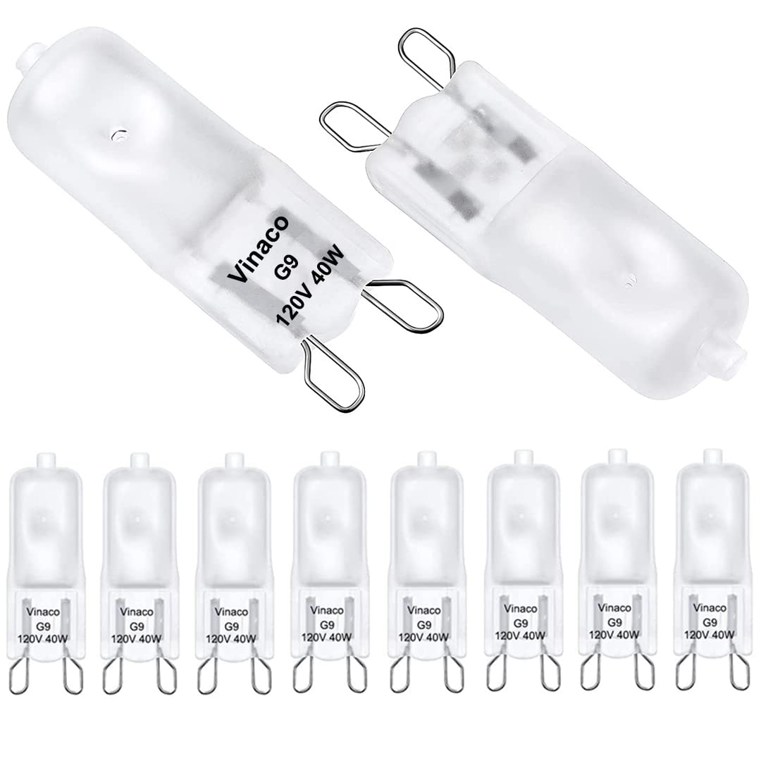 Vinaco Frosted G9 Halogen Bulb Warm White 2800K 40W 120V for Chandeliers