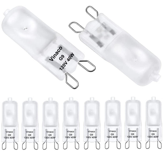 Vinaco Frosted G9 Halogen Bulb Warm White 2800K 40W 120V for Chandeliers