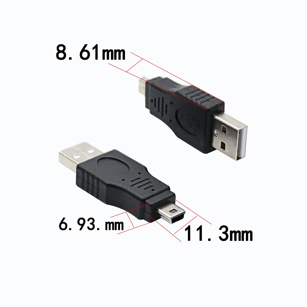 rgzhihuifz USB 2.0 Type a Plug to Mini USB Male Adapter 3-Pack