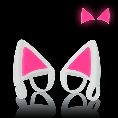 LEFXMOPHY Cat Ears for Bose Sony Razer Headset, Kitty Ear Pink Glow in Dark