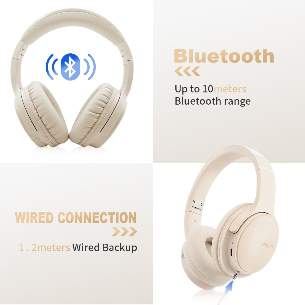 SLuB Wireless Headphones Over Ear, Foldable Bluetooth Headset, HD Stereo Sound, Built-in HD Microphone, 30H Playtime, Suitable for Mobile Phones…