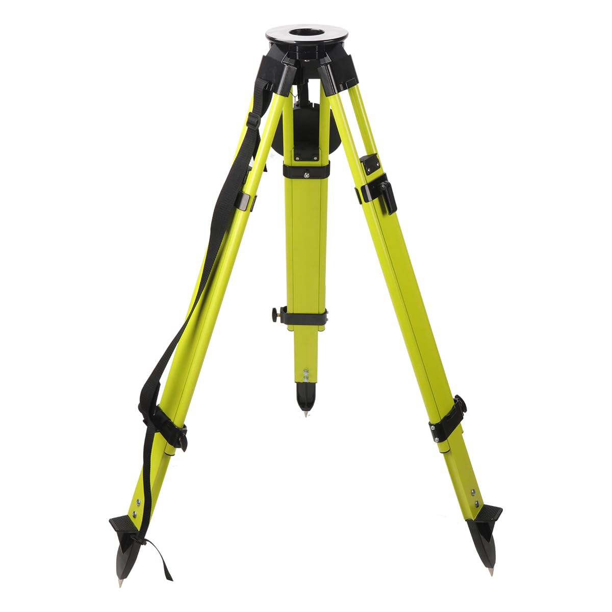 Fiberglass Surveying Tripod, Heavy Duty Yellow Fiberglass and Wood Tripod with Dual Clamp and Copper Center Screw for Robotic Total Stations