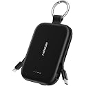 RORRY CharmGo Portable Charger, 5000mAh Portable Charger Power Bank with Built-in Cables, Travel Keychain Charger Battery Pack for iPhone