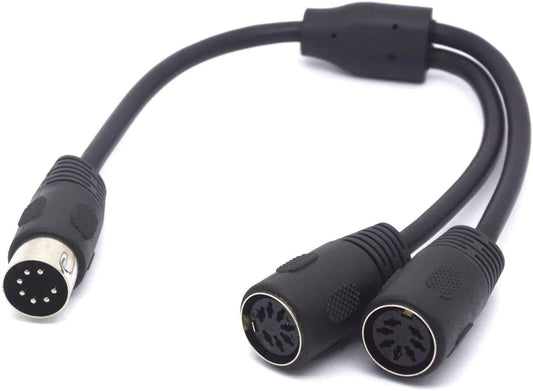 GLHONG 7 Pin Din Splitter Cable, 7- Pin Plug Male to 2 DIN Female Jack Adapter Y Lead for Bang Olufsen Naim Quad Stereo Systems