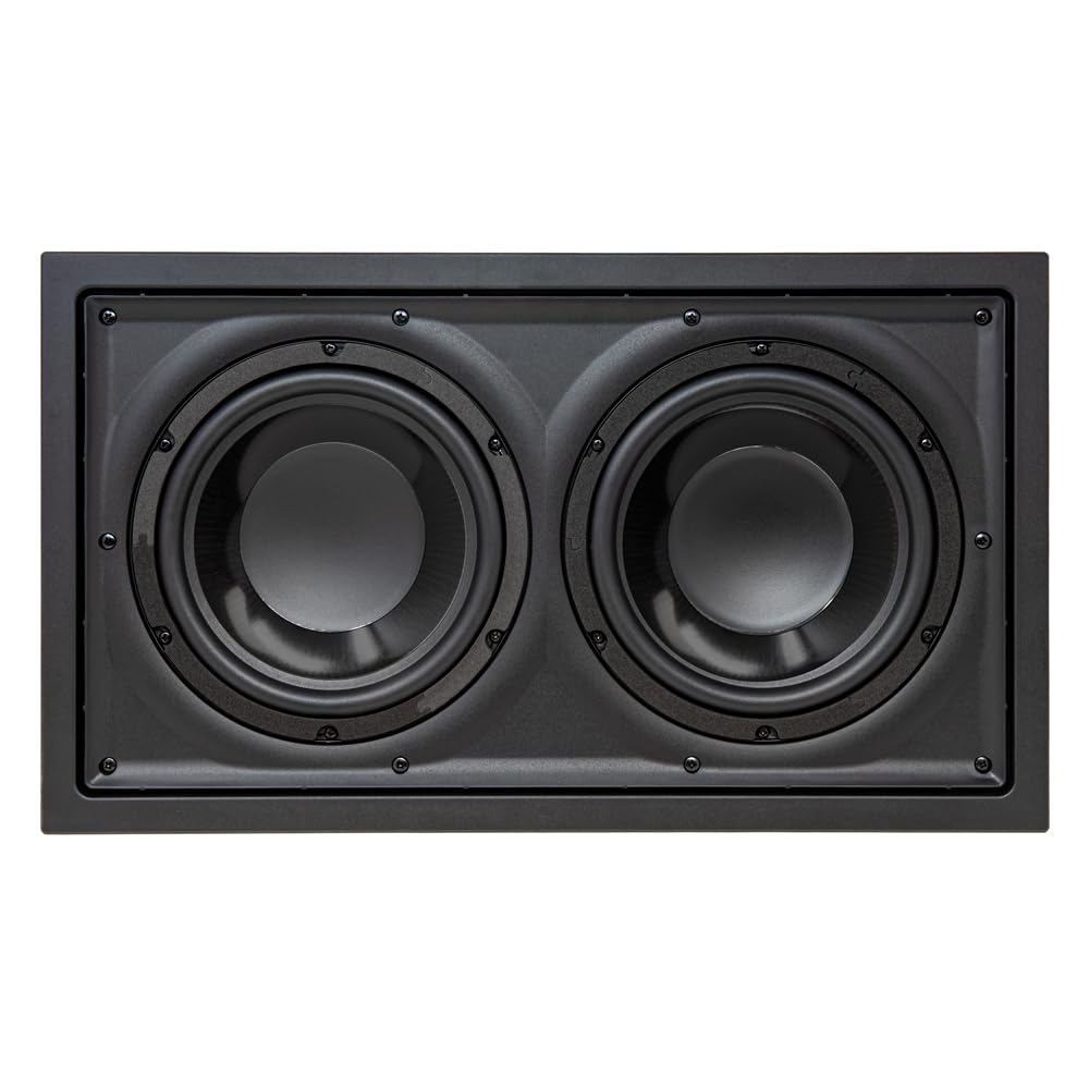 OSD Black Nero IWSDUAL8 in Wall 300W Subwoofer Dual 8" Graphite Cones Magnetic Grill
