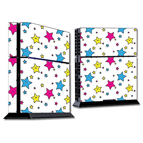 MightySkins Skin Compatible with Sony PS4 Console - Smiley Stars | Protective, Durable, and Unique Vinyl Decal wrap Cover | Easy to Apply, Remove,