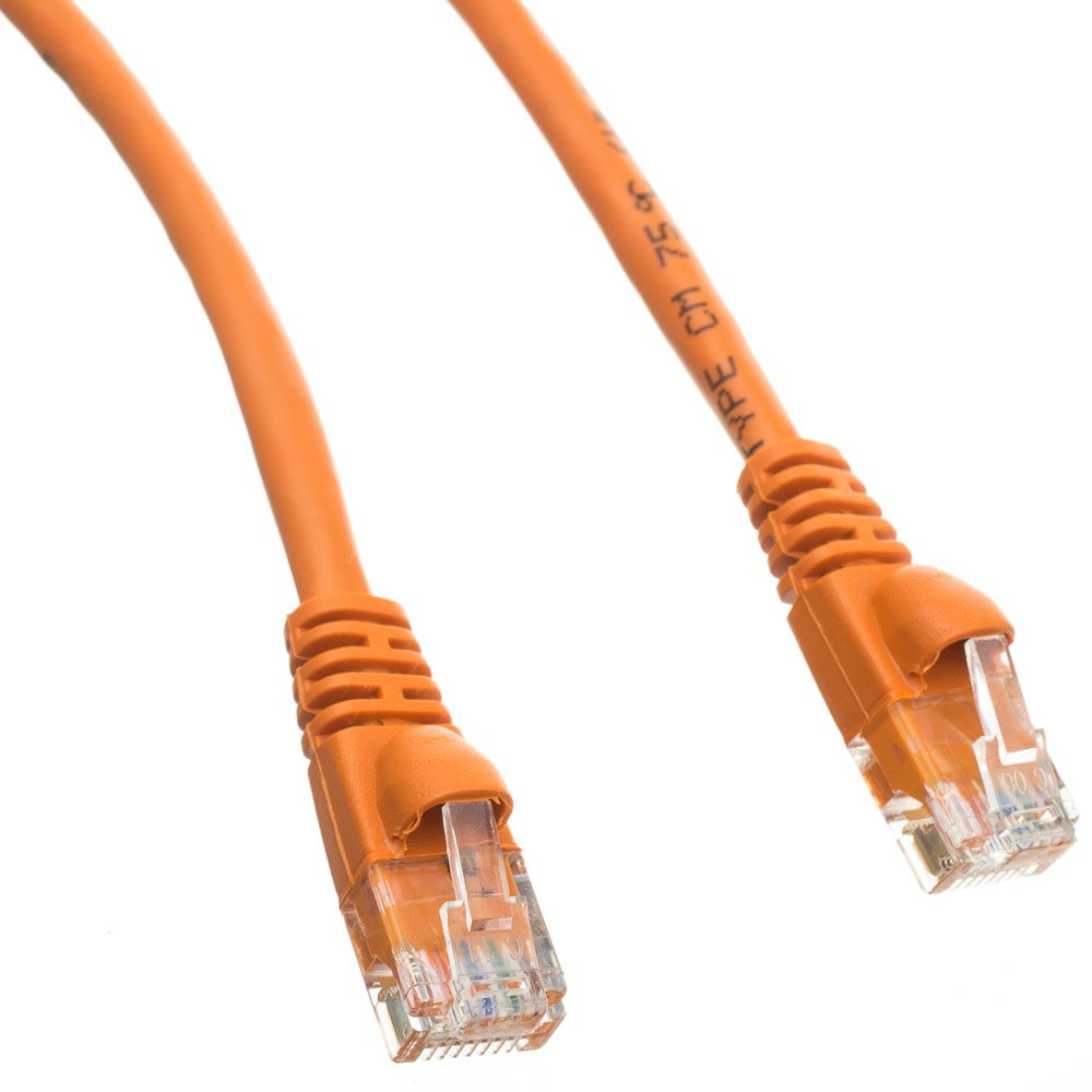 CableWholesale Cat5e UTP Ethernet Cable, Snagless Boot, PoE, 200 ft, Orange