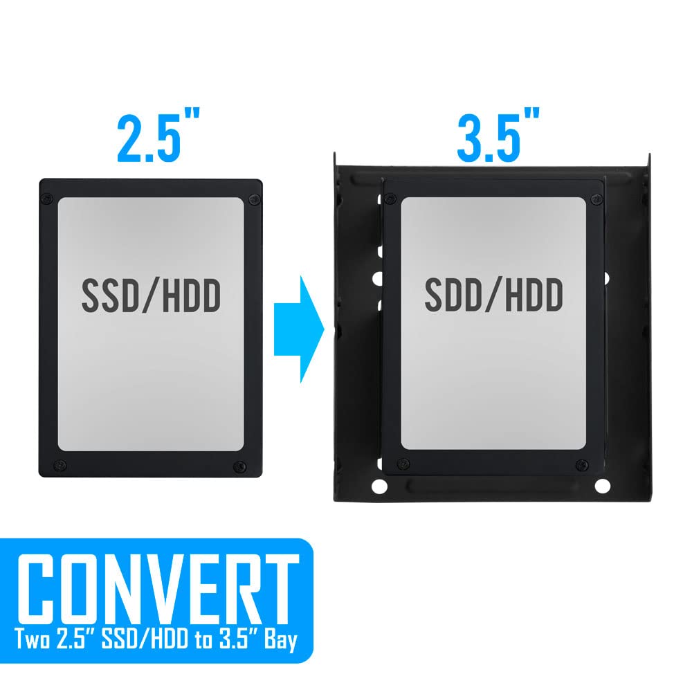 S.H.Y SPRUCES SSD Metal Mounting Bracket Kit, 2.5 to 3.5 Hard Drive Adapter, Compatible with Any 2.5 to 3.5 Drive Bay, with SATA Data Transfer Cable