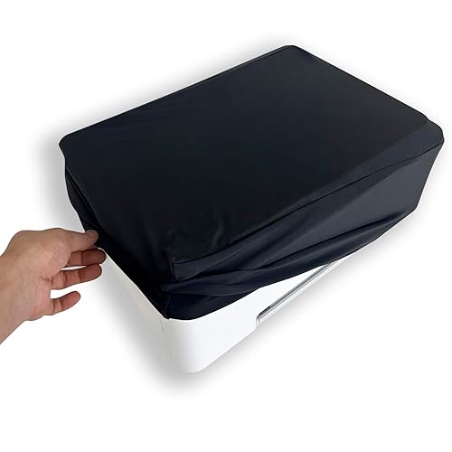 COCOBOW Universal Elastic Waterproof Printer Dust Cover - Minimalist Black Stretch Fabric Protector with Drawstring Closure & Metal Buckle for Most