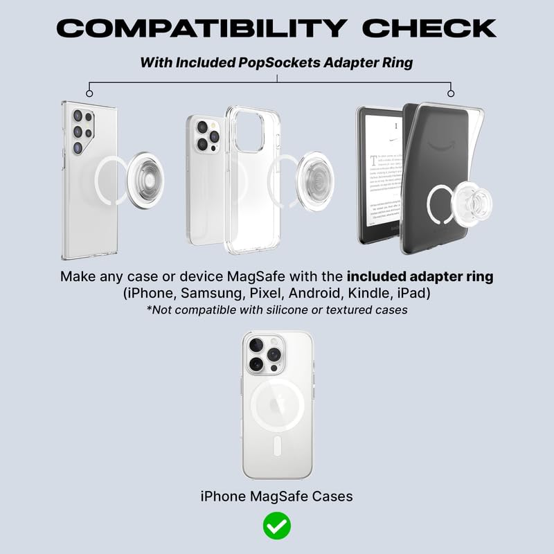 PopSockets Phone Grip for MagSafe, Magnetic Holder, Phone Stand, Enamel - Mandala Silver