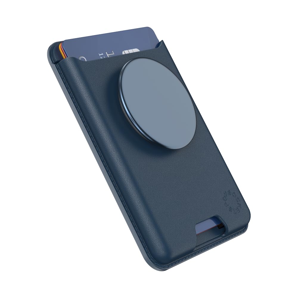PopSockets Phone Wallet for MagSafe, Phone Card Holder with Grip, Blue - Navy