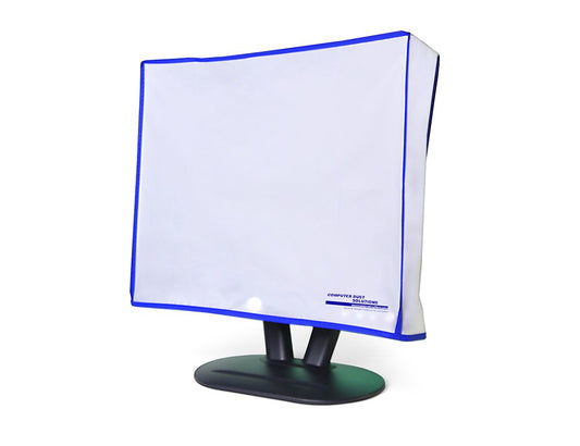 Computer Monitor dust Cover for Flat Panel LCD-Silky Smooth Anti-Static Vinyl with Blue Trim (22W x16H x3D)