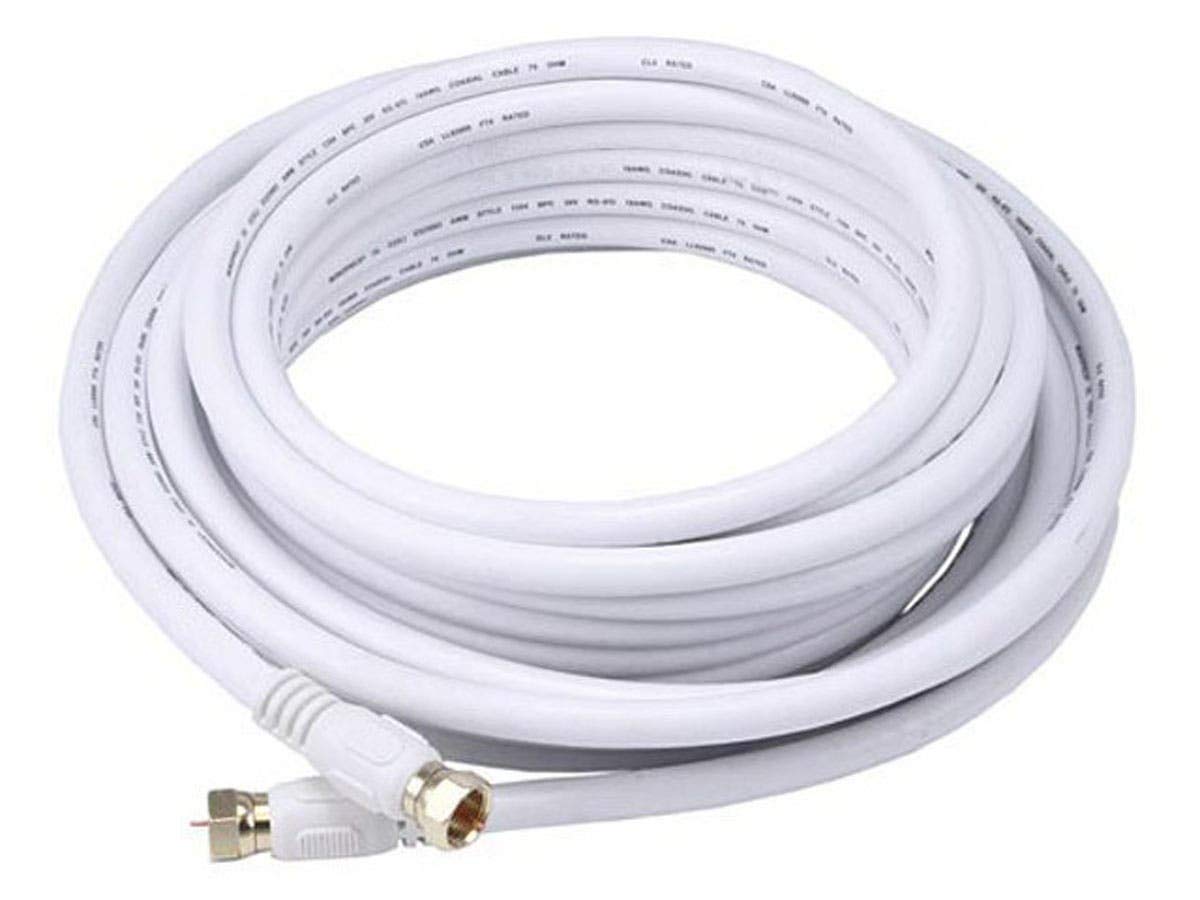 Monoprice 104060 RG6 Quad Shield CL2 Coaxial Cable with F Type Connector,25ft,White