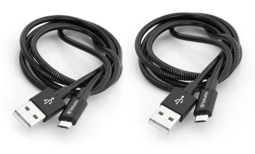 Verbatim Lightning USB Charging Cable, Pack of 2, Black, 2 x 100 cm, Robust Charging Cable with Kink Protection for iPhone Models, Lightning Cable…