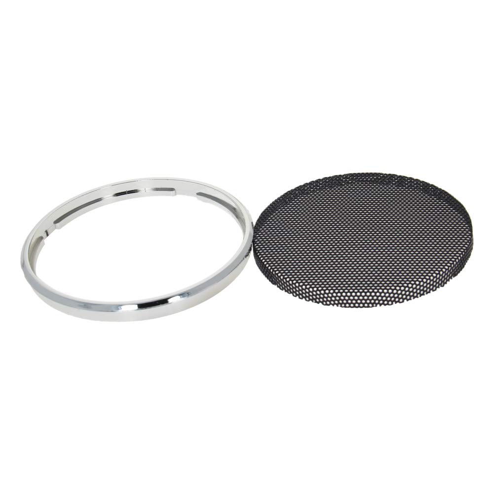 Fielect 2 Pcs 3.5inch /90mm Speaker Grill Mesh Decorative Circle Woofer Guard Protector Cover Audio Accessories Black Grill Silver Trim