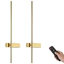 MKBNG 33 Inch Battery Operated Wall Sconce Set of 2, Antique Brass Rechargeable Wall Lights with Remote, 350° Rotatable LED Wireless Sconce, 3CCT