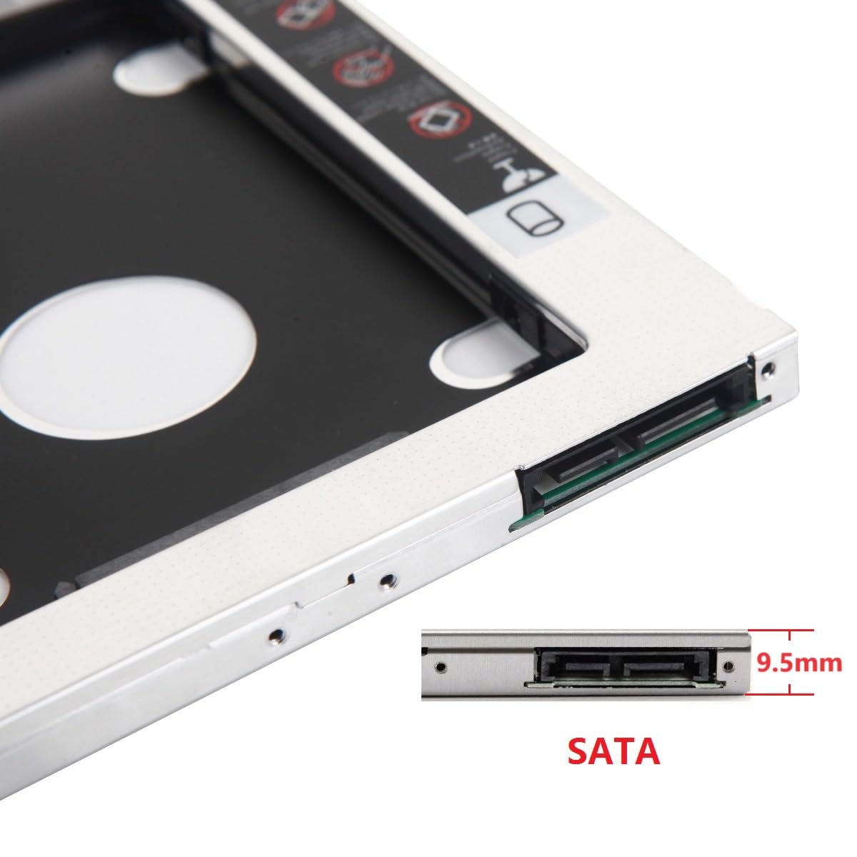 SATA 2nd Hard Drive Optical Bay Caddy Case Tray for 9.5mm Universal Laptop CD / DVD-ROM Optical Bay + USB 2.0 Cable for Laptop ODD DVD