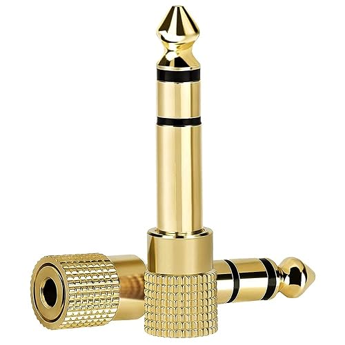WISYIFIL 6.35mm (1/4 inch) Male to 3.5mm (1/8 inch) Female Stereo Audio Headphone TRS Jack Cable Converter,Gold Plated Copper 2 Pack