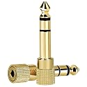 WISYIFIL 6.35mm (1/4 inch) Male to 3.5mm (1/8 inch) Female Stereo Audio Headphone TRS Jack Cable Converter,Gold Plated Copper 2 Pack
