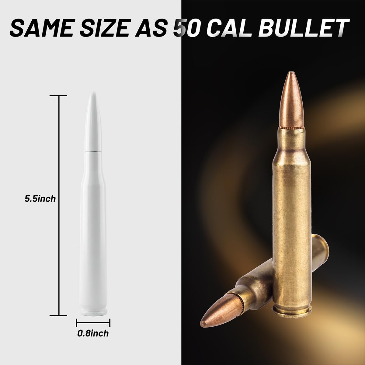 50 Cal Bullet Antenna White Antenna for Truck Car Antenna Replacement Truck Antenna Bullet Antenna Slverado 1500 Bullet Antenna Ford f150 f250 GMC