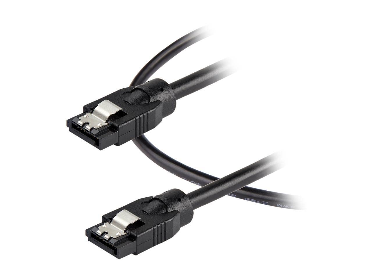 StarTech.com 24 Inch (60cm) Round SATA Cable - Latching Connectors - 6Gbs SATA Data Cord - SATA Hard Drive Power Cable - Black (SATRD60CM)