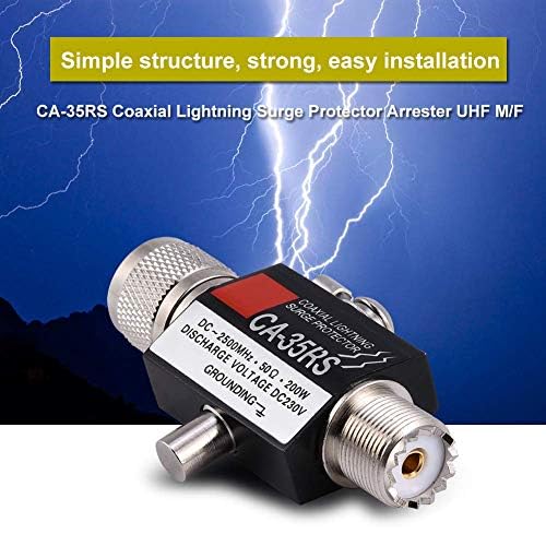 UHF Coaxial Surge Arrester, CA-35RS 0-2500MHz 50 Ohms Surge Protector Male to Female UHF Connector