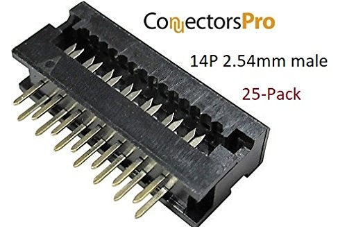 Connectors Pro 25-Pack IDC 2X7 14 Pins Male 2.54mm 0.1" Pitch Dual Row Plugs for Flat Ribbon Cable, FD 14P 25-PK