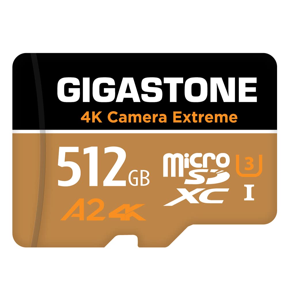 ?5-Years Data Recovery? GIGASTONE 512GB Micro SD Card, 4K Camera Extreme, MicroSDXC Memory Card for GoPro, Action Camera, DJI, UHD Video, Speed up