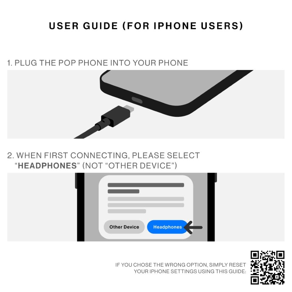 Native Union Pop Phone - Retro Telephone Handset with Mic & Speaker, USB-C for iPhone, iPad, Laptop, Tablet, Samsung S25, Flip 7, Fold 7 - Hybrid