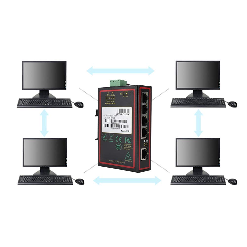 Industrial-Grade 5-Port Unmanaged Gigabit Ethernet Switch,DIN-Rail Mount,5 Port Gigabit Ethernet Industrial-Grade Network Switch 10/100/1000Mbps