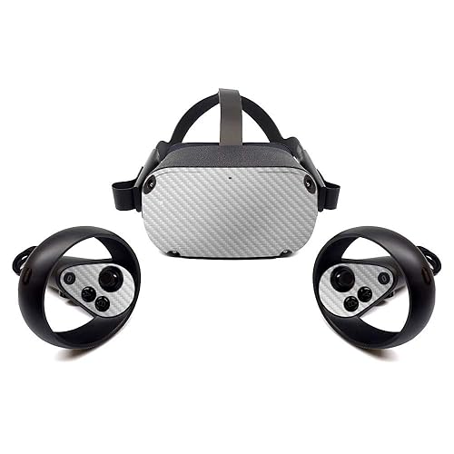 MightySkins Carbon Fiber Skin for Oculus Quest - Cold Steel | Protective, Durable Textured Carbon Fiber Finish | Easy to Apply, Remove, and Change