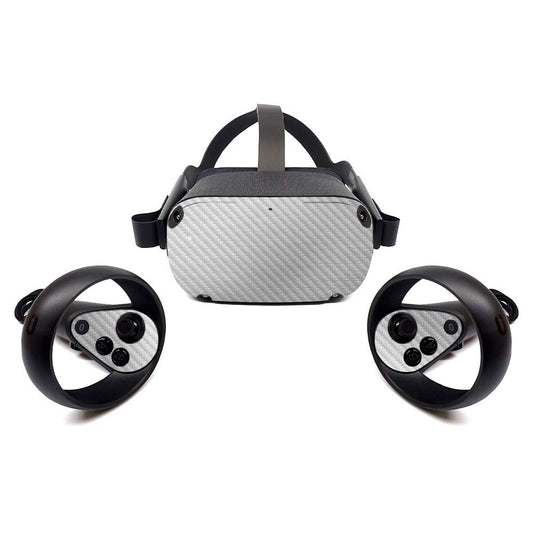 MightySkins Carbon Fiber Skin for Oculus Quest - Cold Steel | Protective, Durable Textured Carbon Fiber Finish | Easy to Apply, Remove, and Change