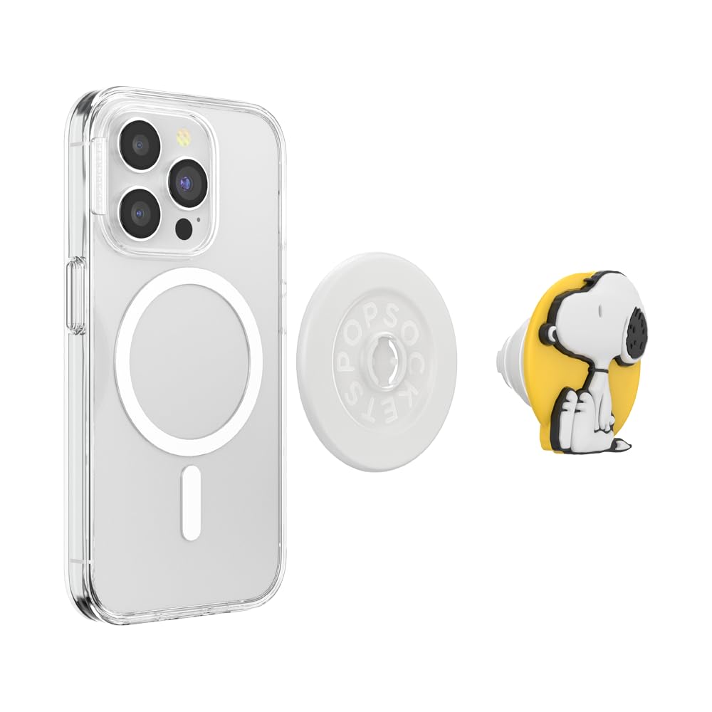 PopSockets Phone Grip for MagSafe with Kickstand, Magnetic Stand, Swappable Top, Secure Hold for iPhone MagSafe Cases, Phone & Tablet Grip, Peanuts
