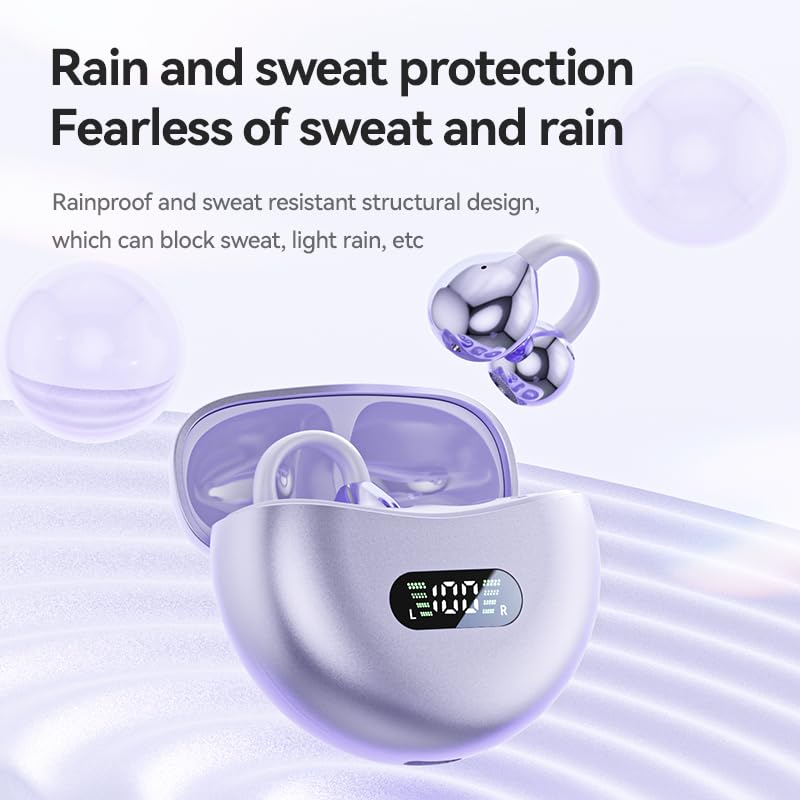 EXECCZO Ear Clip Earbuds Mini Open Ear Headphones Bone Conduction Earphones， True Wireless Bluetooth Headphones for Sport Workout Driving Walking…