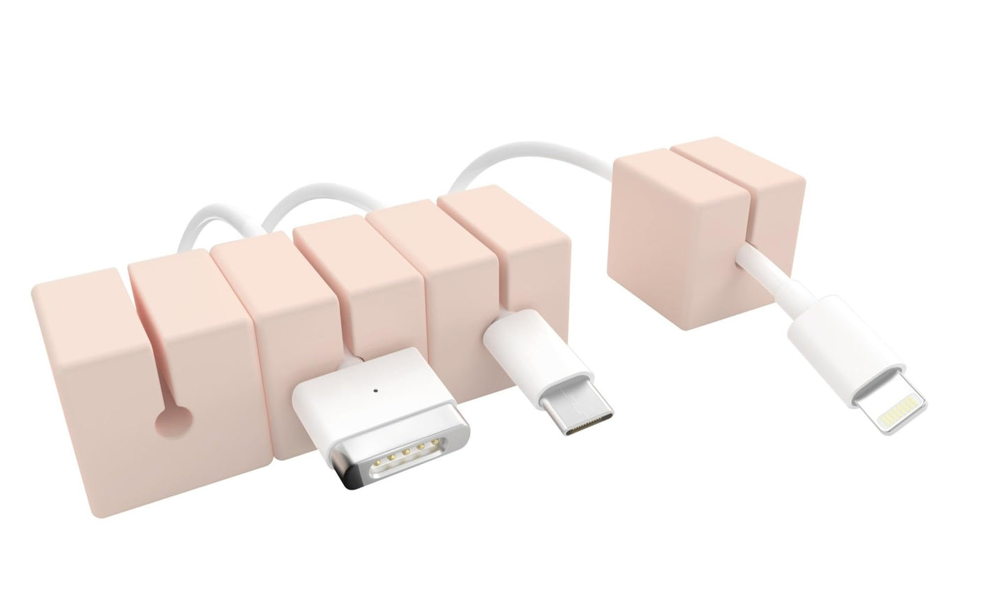 Function101 Cable Blocks 4 Pack | Pink | Magnetic Weighted Silicone Cord Organizer for Desk, Home, Office, Nightstand | Flexible and Tangle-Free Cable